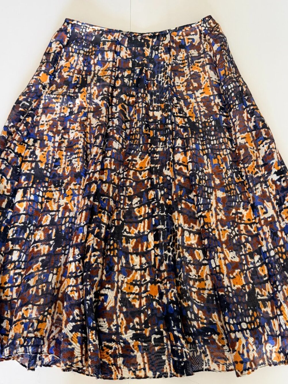 Jones New York Collection Linen & Silk Lined Abstract Artsy Midi Skirt Size 10